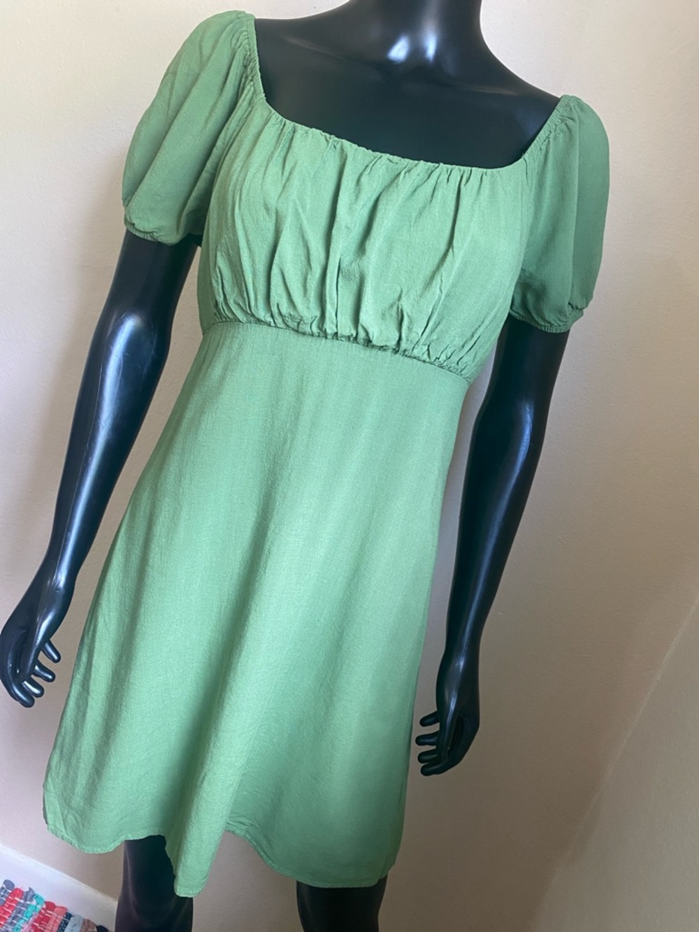 Lily Rose Olive Green Scoop-Neck Mini Dress